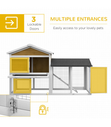 Pawhut 2-Tier Wooden Rabbit Bunny Guinea Pig Hutch Small Pet House Ramp