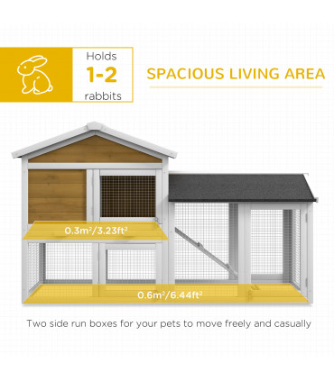 Pawhut 2-Tier Wooden Rabbit Bunny Guinea Pig Hutch Small Pet House Ramp