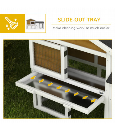 Pawhut 2-Tier Wooden Rabbit Bunny Guinea Pig Hutch Small Pet House Ramp