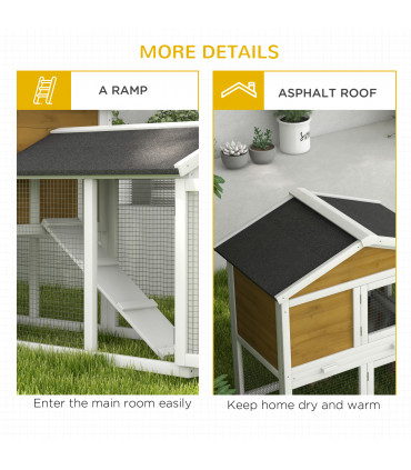 Pawhut 2-Tier Wooden Rabbit Bunny Guinea Pig Hutch Small Pet House Ramp