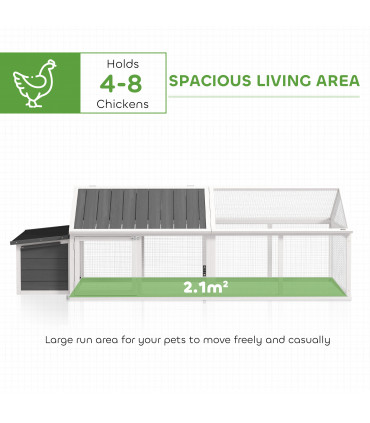 PawHut Wooden Chicken Run with Nesting Box, Openable Roof, for 4-8 Chickens
