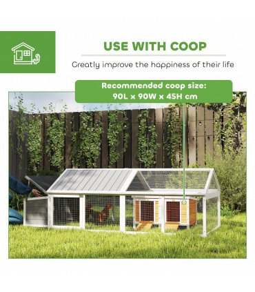 PawHut Wooden Chicken Run with Nesting Box, Openable Roof, for 4-8 Chickens