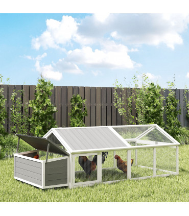 PawHut Wooden Chicken Run with Nesting Box, Openable Roof, for 4-8 Chickens