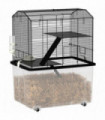 PawHut Hamster Cage, Three-Tier Gerbil Cage w/ Deep Bottom, Ramp, Food Dish