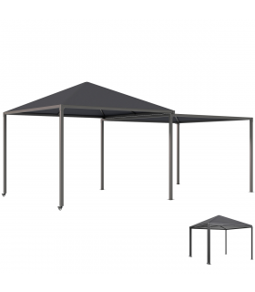 Outsunny 3 x 3(m) Garden Gazebo Canopy with Extendable Awning and Wheels