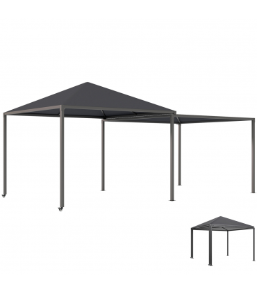 Outsunny 3 x 3(m) Garden Gazebo Canopy with Extendable Awning and Wheels