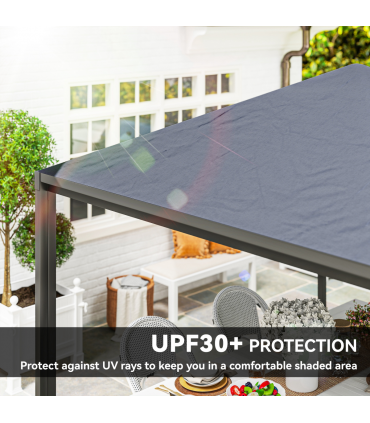 Outsunny 3 x 3(m) Garden Gazebo Canopy with Extendable Awning and Wheels