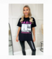 Ladies Oversized Paris Slogan Short Sleeves T Shirt Top