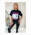 Ladies Oversized Paris Slogan Short Sleeves T Shirt Top
