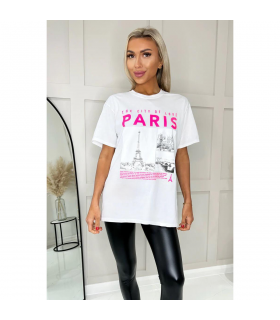 Ladies Oversized Paris Slogan Short Sleeves T Shirt Top