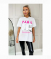Ladies Oversized Paris Slogan Short Sleeves T Shirt Top