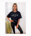 Ladies Oversized C'est La Vie Paris Simple Fashion Classic Retro Short Sleeves T Shirt Top