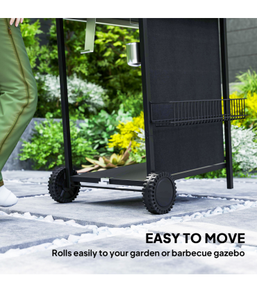 Outsunny 4 Burner Gas Barbecue Grill Portable Gas BBQ Grill with Lid, Black