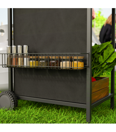 Outsunny 4 Burner Gas Barbecue Grill Portable Gas BBQ Grill with Lid, Black