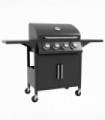 Outsunny 4 Burner Gas Grill Portable BBQ Trolley w/ 4 Wheels and Side Shelves