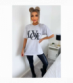 Ladies Oversized Love Print Slogan Short Sleeves T Shirt Top