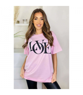 Ladies Oversized Love Print Slogan Short Sleeves T Shirt Top