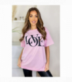 Ladies Oversized Love Print Slogan Short Sleeves T Shirt Top