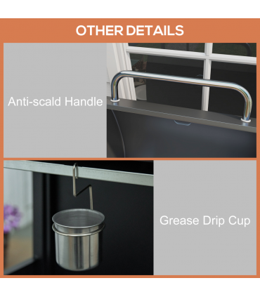 Outsunny 4 Burner Gas Grill Portable BBQ Trolley w/ 4 Wheels and Side Shelves