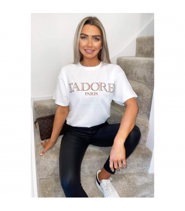 Ladies Oversized J' Adore Paris Short Sleeves T Shirt Top