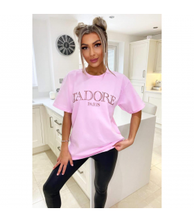 Ladies Oversized J' Adore Paris Short Sleeves T Shirt Top