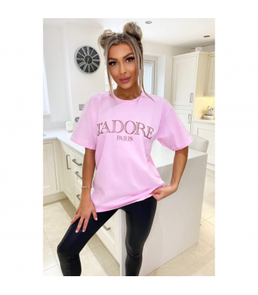 Ladies Oversized J' Adore Paris Short Sleeves T Shirt Top