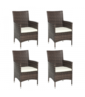 Outsunny 4 PC Outdoor Rattan Armchair Wicker Dining Chair Set for Garden Brown