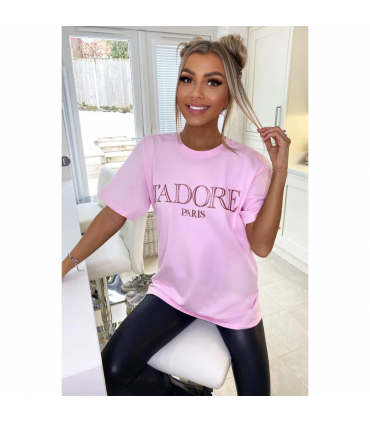 Ladies Oversized J' Adore Paris Short Sleeves T Shirt Top