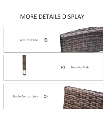 Outsunny 4 PC Outdoor Rattan Armchair Wicker Dining Chair Set for Garden Brown