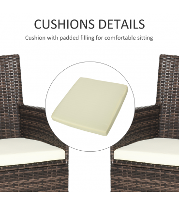 Outsunny 4 PC Outdoor Rattan Armchair Wicker Dining Chair Set for Garden Brown