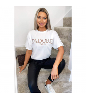 Ladies Oversized J' Adore Paris Short Sleeves T Shirt Top