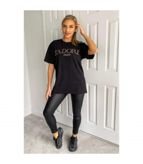 Ladies Oversized J' Adore Paris Short Sleeves T Shirt Top