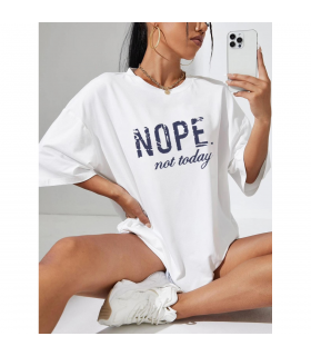 Ladies Oversized Nope Not Today Identical Graphic Print Short Sleeves T Shirt Top