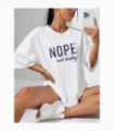 Ladies Oversized Nope Not Today Identical Graphic Print Short Sleeves T Shirt Top