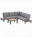 Outsunny 4 PCS Garden Furniture Conversation Set w/ Loveseat Table, Grey