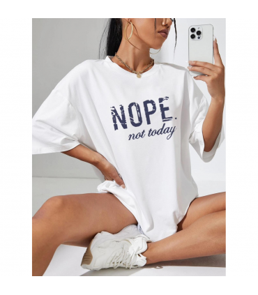 Ladies Oversized Nope Not Today Identical Graphic Print Short Sleeves T Shirt Top