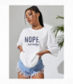 Ladies Oversized Nope Not Today Identical Graphic Print Short Sleeves T Shirt Top