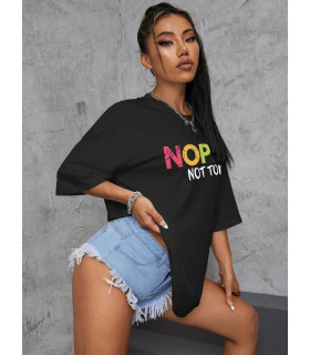 Ladies Oversized  Nope Not Today Short Sleeves T Shirt Top