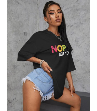 Ladies Oversized  Nope Not Today Short Sleeves T Shirt Top