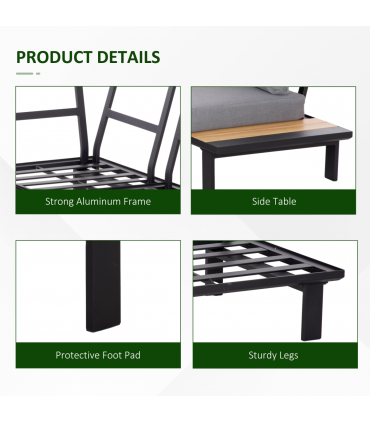 Outsunny 4 PCS Garden Furniture Conversation Set w/ Loveseat Table, Grey