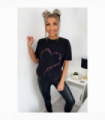 Ladies Oversized Printed Heart Short Sleeves T Shirt Top