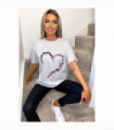 Ladies Oversized Printed Heart Short Sleeves T Shirt Top