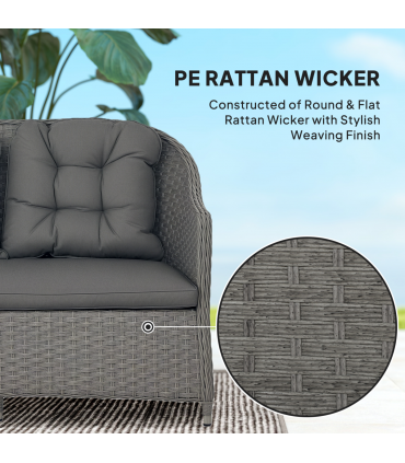 Outsunny 4 PCS Rattan Garden Furniture, Padded Cushions Conversation Sofa Set