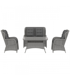 Outsunny 4 PCs Outdoor Rattan Sofa Set, Wicker Sectional Sofa Set Light Grey