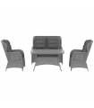 Outsunny 4 PCs Outdoor Rattan Sofa Set, Wicker Sectional Sofa Set Light Grey