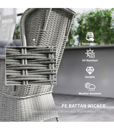 Outsunny 4 PCs Outdoor Rattan Sofa Set, Wicker Sectional Sofa Set Light Grey