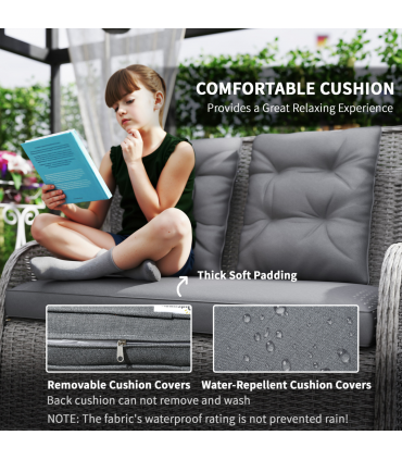 Outsunny 4 PCs Outdoor Rattan Sofa Set, Wicker Sectional Sofa Set Light Grey