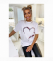Ladies Oversized Printed Heart Short Sleeves T Shirt Top