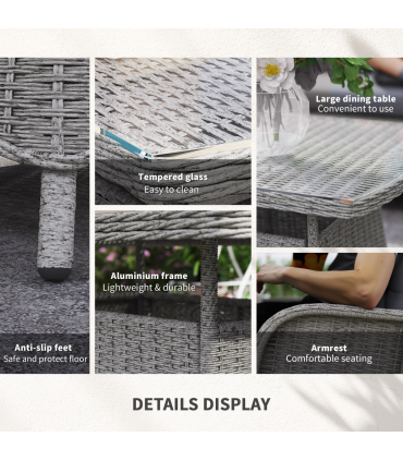 Outsunny 4 PCs Outdoor Rattan Sofa Set, Wicker Sectional Sofa Set Light Grey