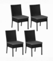 Outsunny 4 PCs Rattan Garden Chairs with Cushion, Wicker Dining Chairs, Black